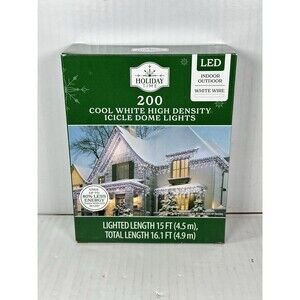 Holiday Time 200-Count Cool White LED High-Density Icicle Dome Lights NEW